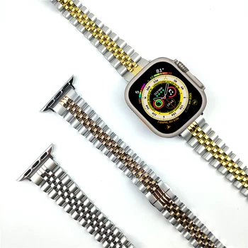 Для Apple watch ремешок ultra 49 мм серии 8 7 41 мм 45 мм 6 5 4 se 40 мм 44 мм тонкий ремешок из нержавеющей стали для iwatch 3 42 38 мм браслет