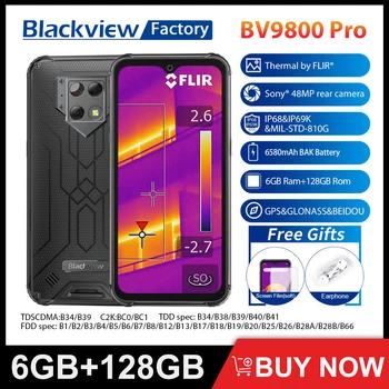 Blackview BV9800 Pro Тепловизионный Смартфон 6 ГБ 128 ГБ Helio P70 Восьмиядерный 6580 мАч 48 Мп Портативная Рация Global 4G Мобильный Телефон