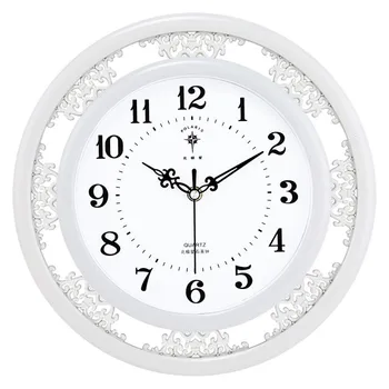 Белые полые Резные настенные часы для гостиной, спальни, Простые антикварные подвесные часы, кабинета, классического пасторального искусства, кварцевые часы