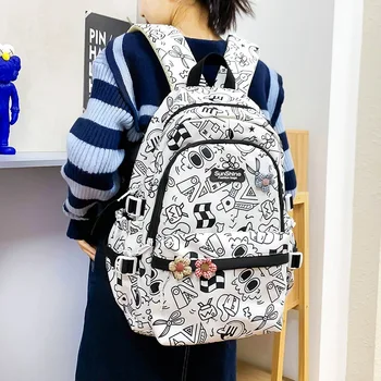Японский стиль Ins Милые Граффити Рюкзак в стиле колледжа Женская Мода Нейлоновый рюкзак для девочек Студенческий рюкзак