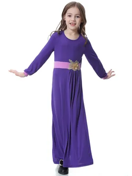 Одношаговое платье с круглым вырезом и длинными рукавами и выдолбленным цветочным декором, летняя муслиновая одежда для маленьких девочек, повседневное детское платье