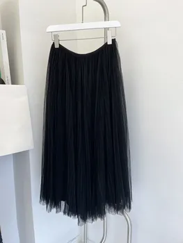 Верхняя часть сетчатой юбки с ручной плиссировкой, легкая и прозрачная повседневная мода 2023, летняя новинка, хит продаж