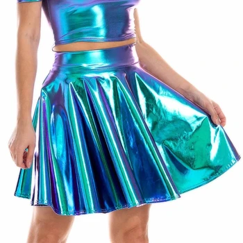Новая летняя сексуальная мини-юбка Женская Сверкающая Клубная уличная одежда с высокой талией для вечеринок, танцевальные Металлические юбки Harajuku Y2k