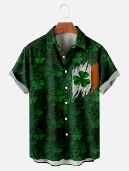 Рубашка с ирландским трилистником, повседневные рубашки на День Святого Патрика, блузки с короткими рукавами, Стильные рубашки Оверсайз на заказ Оптом