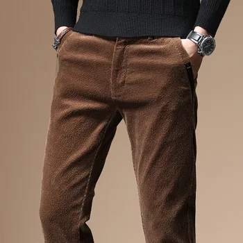 Высококачественные Новые мужские деловые брюки сезона осень-зима 2021, прямые вельветовые брюки, дышащие повседневные брюки 38