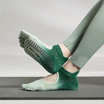 Новые силиконовые нескользящие балетные носки для пилатеса 2023 года, дышащие женские носки для йоги с открытой спиной, профессиональные носки для танцев на пяти пальцах ног, спортивные носки для танцев