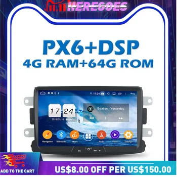 1280*720 PX6 Автомобильный DVD-плеер IPS DSP Android 10,0 4G + 64G GPS Радио wifi Bluetooth 5,0 Для Dacia Renault Duster Logan Sandero