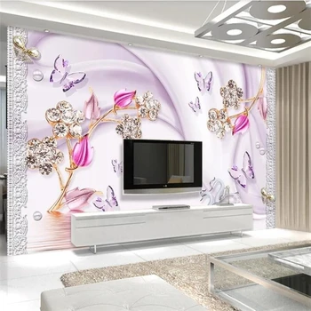 beibehang Пользовательские обои 3d бриллиантовый цветок лебединое озеро ювелирные изделия из папье-маше ТВ фон стены 5d декоративная фреска 8d обои