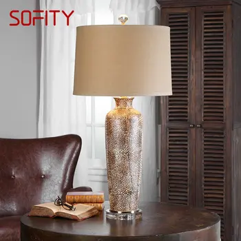 Керамическая настольная лампа SOFITY в американском стиле, светодиодные винтажные креативные Роскошные настольные лампы для дома, гостиной, прикроватной тумбочки в спальне.