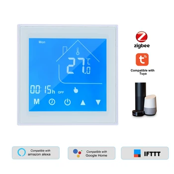 Умный термостат Tuya Zigbee Регулятор температуры ЖК-дисплей, программируемый на неделю для нагрева воды Управление приложением Tuya с помощью Alexa