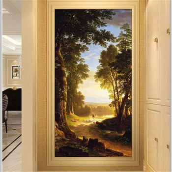 3d фотообои wellyu на заказ обои Картина маслом с континентальным пейзажем, вход в коридор, 3d обои из папье-маше
