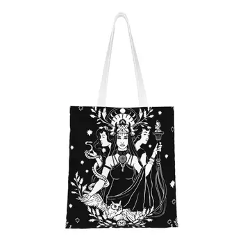 Изготовленная на заказ холщовая сумка для покупок Hekate Triple Goddess, женские портативные сумки для покупок, готические оккультные сумки для покупок на Хэллоуин, ведьмы