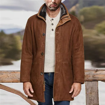 Осенне-зимнее новое повседневное мужское пальто размера плюс 7XL 6XL 5XL, модное длинное однобортное шерстяное пальто свободного кроя с отворотом.