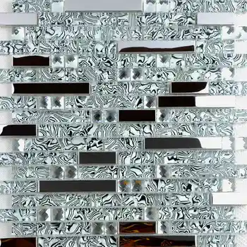 Новая мозаичная плитка из нержавеющей стали, хрусталя, зеркала на талии, фоновые обои для душа, украшение задней панели кухни
