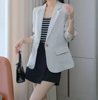 Женский пиджак для отдыха и поездок на работу с короткими рукавами