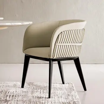 Кожаные Обеденные стулья Современный Металлический Подлокотник Итальянское Передвижное кресло для отдыха Мебель для дома Nordic Living Room Silla Comedor