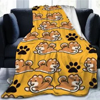 Мультяшное Шерп-одеяло С милым животным Собакой 3D Плюшевые Пледы Для кровати, дивана, украшения дома, путешествий, Пикника, офиса, стеганого одеяла