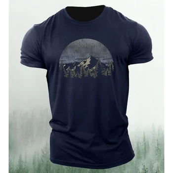 Лето 2023, мужская футболка с 3D-принтом и абстрактными горами, мужская свободная футболка, спортивная модная уличная футболка