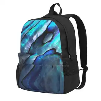 Переливающаяся синяя раковина морского ушка. Кричащая синяя фотография крупным планом, дизайн 3D-печати, рюкзак, студенческая сумка, синяя раковина морского ушка