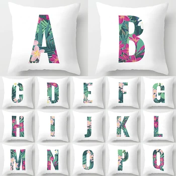 Настраиваемая наволочка Для украшения дивана, Наволочка для подушки с простыми цветочными буквами английского алфавита