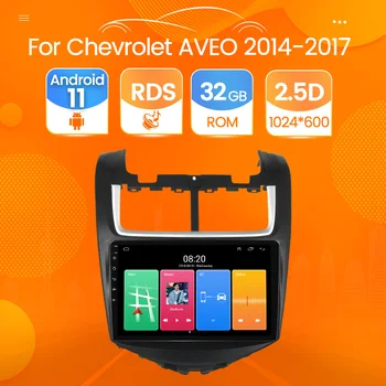 Автомобильное Радио Для Chevrolet AVEO 2014-2017 Четырехъядерный 1024*600 Android 12 Автомобильный DVD GPS Навигационный Плеер Deckless Стерео Головное устройство