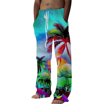 Мужские брюки, летние брюки, пляжные брюки, графический принт кокосовой пальмы, Удобная Повседневная уличная одежда для отдыха