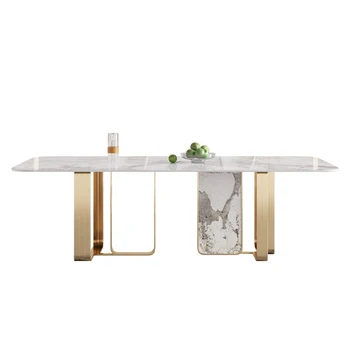 Мраморный столовый гарнитур 2023 Современная Простота, Легкий Роскошный стиль, Комбинированная мебель для столовой