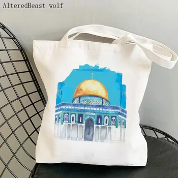 Женская сумка через плечо aqsa mosque free palestine save Bag Harajuku Shopping Холщовая сумка-Шоппер для девочек, сумка-тоут, Женская сумка-шоппер
