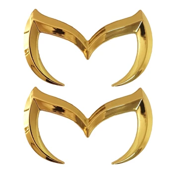 2X Gold Evil M Логотип Эмблема Значок Наклейка Для Mazda Все Модели Кузова Автомобиля Наклейка На Задний Багажник Наклейка Заводская Табличка Декор Аксессуары