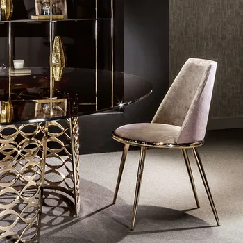 Обеденный стул Nordic Light роскошный простой современный домашний стул для ресторана отеля креативное искусство кожаная спинка металлический модный стул для макияжа