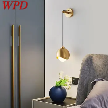 WPD Современное настенное бра со светодиодной подсветкой из латуни, креативная простота, прикроватная лампа из золотого стекла для домашнего декора спальни