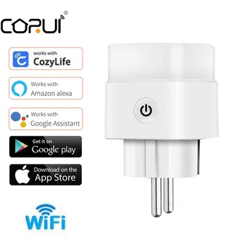 CoRui EU Plug WIFI Беспроводная дистанционная розетка Smart Timer Plug Голосовое управление EU Home Огнестойкий ПК Smart Power Socket