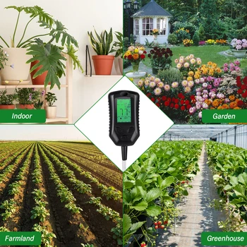 Датчик влажности 4 в 1, монитор температуры, освещенности, почвы, монитор окружающей среды Отлично подходит для сада, газона, фермы