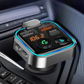 Новый автомобильный комплект с громкой связью, беспроводной Bluetooth-совместимый FM-передатчик, поддержка двух USB, воспроизведение TF-карты, большой ЖК-дисплей