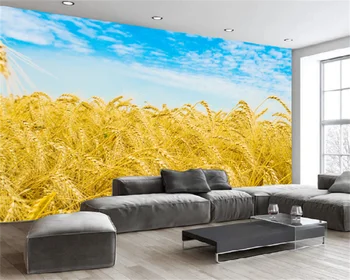 Пользовательские обои HD красивая сельская картина с рисовым полем, пейзажная живопись, фон для дивана в гостиной, декоративная роспись на стене, фреска