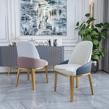 Обеденные стулья из скандинавской кожи для кухонной мебели, Домашний простой стул для макияжа, легкая роскошная спинка, обеденный стол для ресторана, стул CN