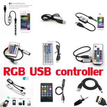 RGB USB IR/RF/wifi Bluetooth-совместимый Пульт Дистанционного управления музыкальным светодиодным регулятором яркости 5-24 В Для 3528 5050 2835 RGB светодиодных лент
