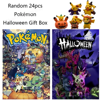 24шт Подарочный календарь на Хэллоуин Pokemon 2022, коробка с аниме-фигуркой Пикачу, коллекция моделей на День Всех Святых, Детские игрушки, праздничные подарки
