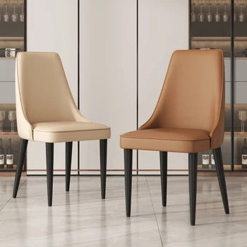 Дизайнерские обеденные стулья в скандинавском стиле, современные кожаные удобные роскошные кресла, подставка для локтей, Силла для взрослых, доступные украшения интерьера