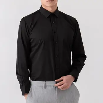 Универсальная мужская однотонная рубашка высокого качества на весну-осень, повседневная одежда