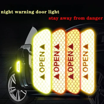 Светоотражающая наклейка для украшения дверей автомобиля, предупреждение о безопасном открывании, наклейка с отражающей лентой, Автоотражающая наклейка, автомобильный аксессуар