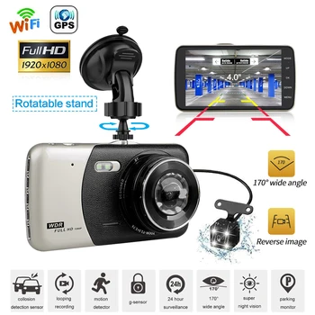 Автомобильный Видеорегистратор WiFi Full HD 1080P Dash Cam Камера Заднего Вида Автомобиля Видеомагнитофон Ночного Видения Auto Dashcam GPS Logger Автомобильные Аксессуары