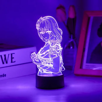 Genshin Impact Аниме Манга 3D Led Иллюзионная Лампа Закат Ночник Райден Сегун Для Детской Спальни Прикроватный Декор На День Рождения Подарок
