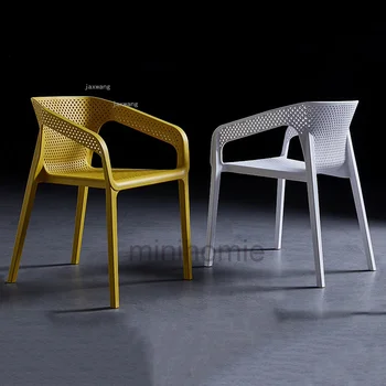 Скандинавские обеденные стулья со спинкой на стойке регистрации, простые современные стулья для переговоров, пластиковый подлокотник, Открытый балкон, кресло для макияжа для отдыха CP