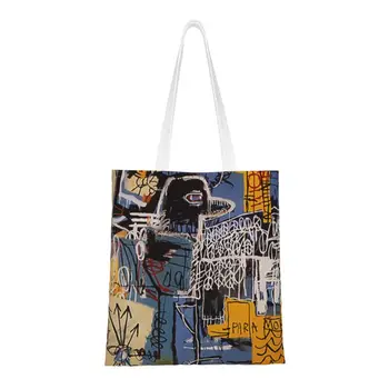 Забавные сумки для покупок с изображением птицы на деньгах, многоразовые холщовые сумки для покупок, сумка для граффити Jean Michel Basquiats