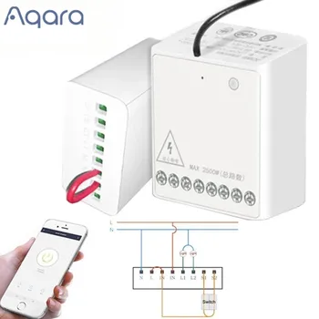 Оригинальный двусторонний модуль управления Aqara, беспроводной релейный контроллер, 2 канала, работающий с телефонным приложением Smart Home