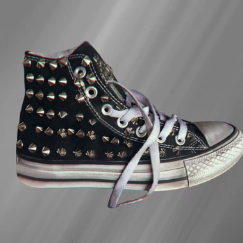 Высокие грязные старые парусиновые туфли с заклепками, кроссовки для уличной стрельбы в стиле хип-хоп, заклепки ручной работы, нейтральная вулканизированная обувь 35-46
