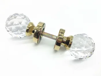 Прозрачный цинковый сплав позолоченный и хромированный твердый кристалл K9 с двойной большой дверной ручкой и бриллиантами невидимая дверная ручка 60 мм