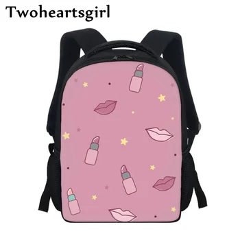 Twoheartsgirl Мультяшная губная помада, рюкзаки для маленьких девочек, мини-школьная сумка для детей младшего школьного возраста, школьный ранец на молнии