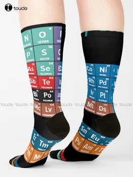 Периодическая таблица Элементов Носки Черные футбольные носки Мультяшные удобные Спортивные носки для скейтбордистов для девочек Уличная одежда